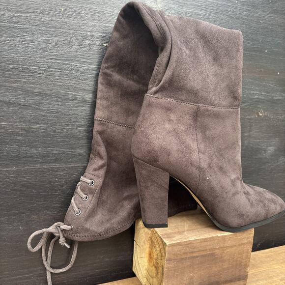 Vince Camuto Boot Madolee Over the Knee Taupe Grey Suede Side Zip US 7.5 M NWOT - Picture 11 of 16